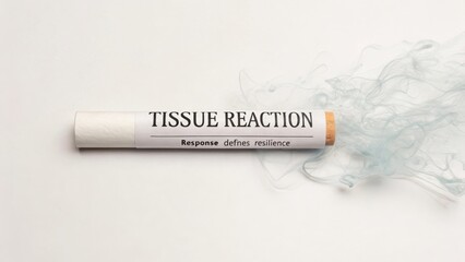 Tube of tissue reaction with text highlighting response and resilience concept against a minimalistic background