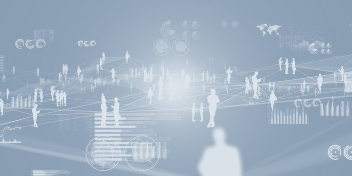 Futuristic CG illustration of cyberspace and business network concept