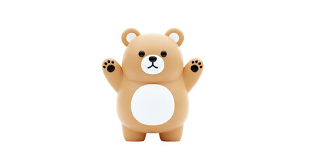 Cute cartoon bear with raised paws and white belly