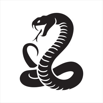 Coiled Cobra Snake Silhouette Icon &ndash; S-Shaped Venomous Serpent Vector Design
