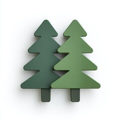 Fototapeta premium Minimalist Green Trees Shapes on White Background Illustration