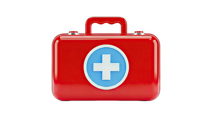 Obraz premium Red First Aid Kit with White Cross Symbol