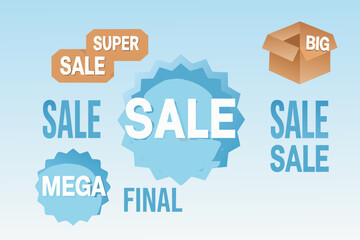 Fototapeta premium Colorful sale banners and boxes advertise discounts and special offers