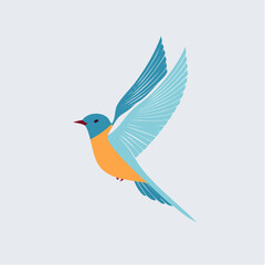 Obraz premium Vibrant minimalist flying bird illustration representing freedom and the beauty of nature in dynamic flight artwork