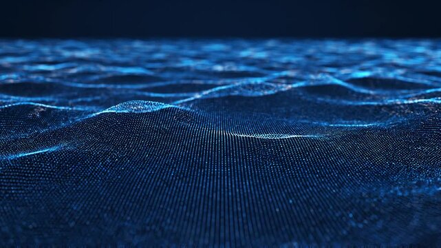 Abstrack motion of water surface with ripples and waves in a dark blue abstract environment