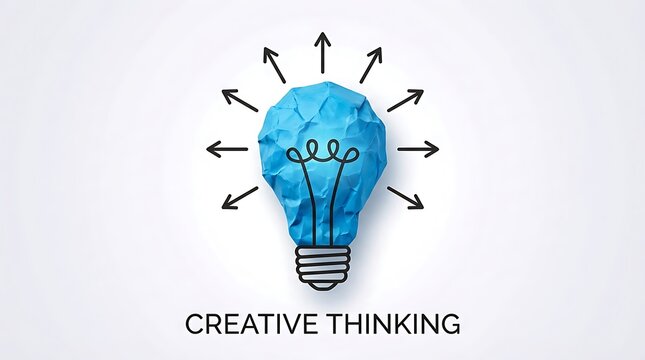 Creative Thinking Concept Illustration with Light Bulb and Brain Design