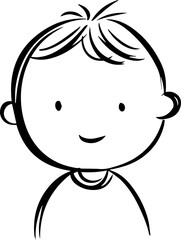 Obraz premium Adorable baby face with smiling expression in simple line art