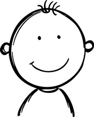 Obraz premium Adorable baby face with smiling expression in simple line art