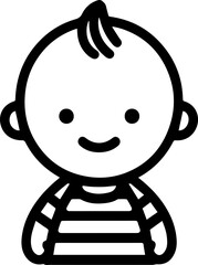 Obraz premium Adorable baby face with smiling expression in simple line art