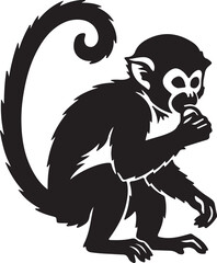 Obraz premium Squirrel monkey in silhouette white backgruond..