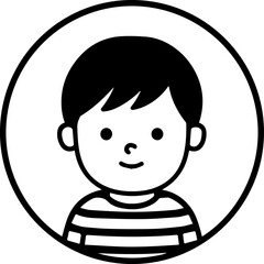 Obraz premium Adorable baby face with smiling expression in simple line art