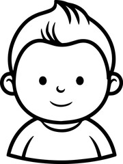 Obraz premium Adorable baby face with smiling expression in simple line art