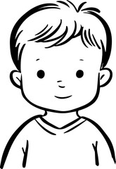 Adorable baby face with smiling expression in simple line art