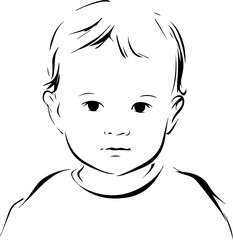 Obraz premium Adorable baby face with smiling expression in simple line art