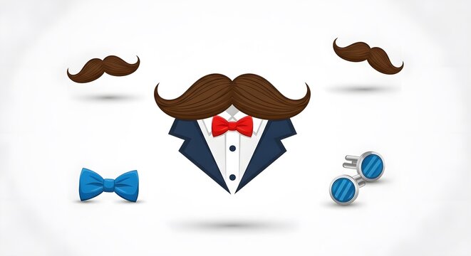 Celebrate happy father's day with a touch of elegance and whimsy featuring a stylish mustache and bow tie
