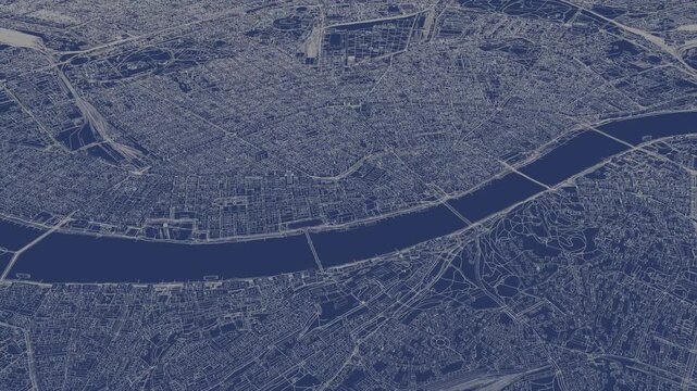 3D looped animation of city - Budapest Hungary