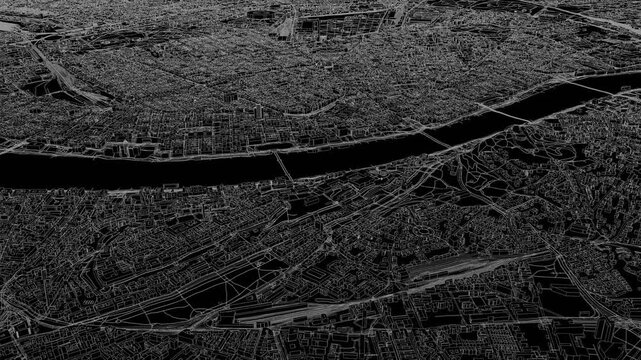 3D looped animation of city - Budapest Hungary