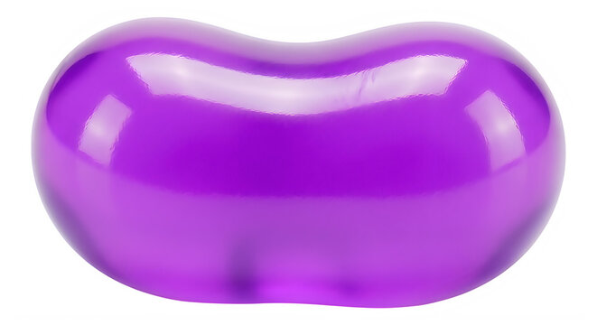 3d render of a shiny, purple, gel-like blob isolated on transparent background