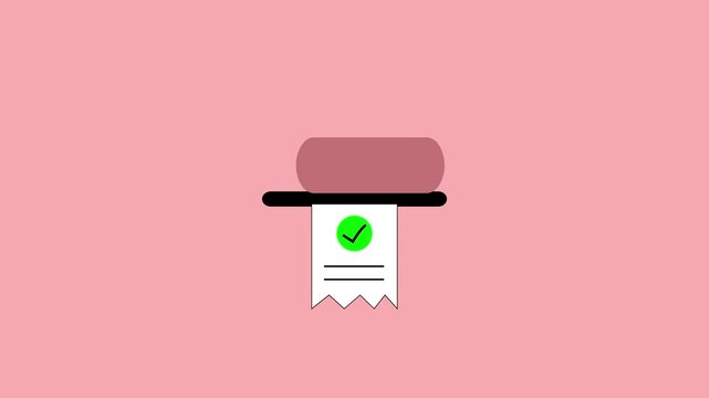 minimal digital receipt with green check mark confirmation ui animation for online payment mobile app and web interface.