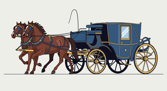 Vintage Horse Drawn Carriage Illustration 1.