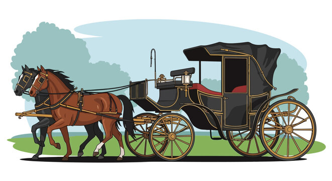 Vintage Horse Drawn Carriage Illustration 2.