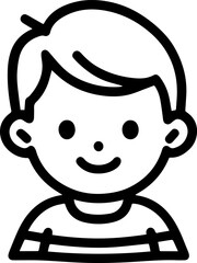 Adorable baby face with smiling expression in simple line art