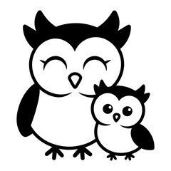 Fototapeta premium Owl Mom and Baby
