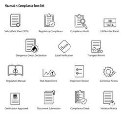 Hazmat and Compliance Icon Set. / 危険物&times;コンプライアンスのベクターアイコンセット
