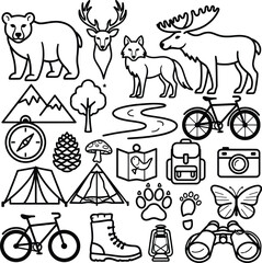 Obraz premium Set of 20 outdoor adventure icons vector
