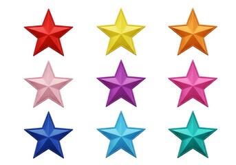 Obraz premium A collection of colorful stars on a white background