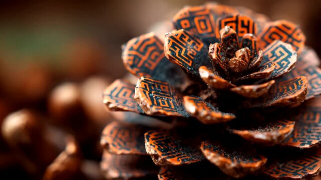 Close-up of intricately patterned pine cone in nature