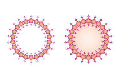 レースっぽい花のフレーム、背景、アクセント。ピンク色。