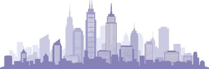 Obraz premium Cityscape illustration featuring skyscrapers, buildings, urban landscape from a distant viewpoint