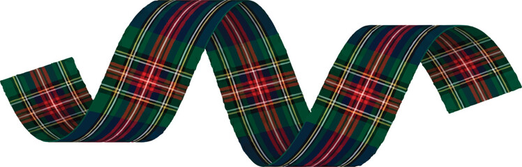 Vibrant plaid ribbon in dynamic wave pattern
