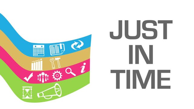 Just In Time Colorful Waves Business Symbols Left Blinking Text 
