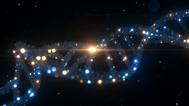 Vibrant glowing particles dance in a digital space scene viewed from a futuristic perspective