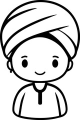 Obraz premium Smiling boy wearing traditional Muslim clothing and kufi cap