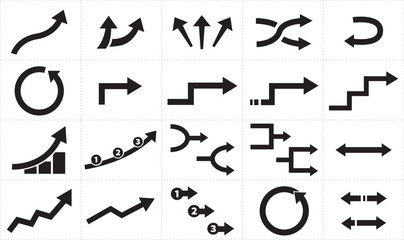 黒太線ビジネス矢印セット 図解・資料・プレゼン用
