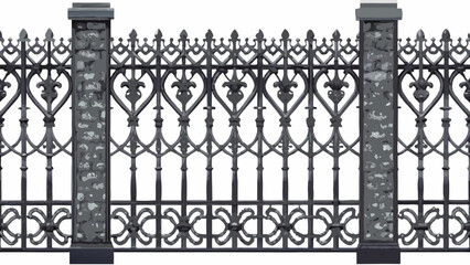 Ornate wrought iron gate with fleur de lis and repeating arch design © ShambhuNath