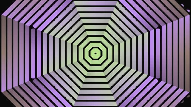 Octagonal geometric pattern with layered lines and a soft gradient effect.