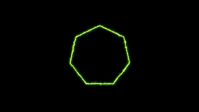 Neon green heptagon glow motion looping