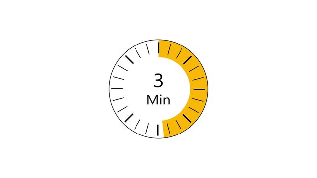 3 min clock icon animation. Clock 3-minute icon Digital and analog clock 3 minutes isolated on white background. and creating a stunning video.4k video.