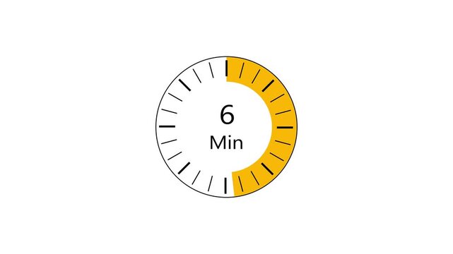 6 min clock icon animation. Clock 6-minute icon Digital and analog clock 6 minutes isolated on white background. and creating a stunning video.4k video.