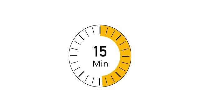 15 min clock icon animation. Clock 15-minute icon Digital and analog clock 15 minutes isolated on white background. and creating a stunning video.4k video.