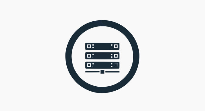 Database Server Icon Symbol for Data Storage, Cloud Computing and Hosting Technology Concept, Server Rack Illustration for IT Infrastructure, Network System and Digital Database, Minimal Vector Graphi