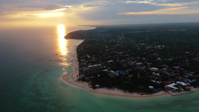 Bantayan Island, Philippines  Aerial drone Sunset over the Tropical Coastline tropical travel destination 