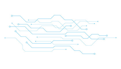 Dense Blue Circuit Board Pattern with Nodes on Black
