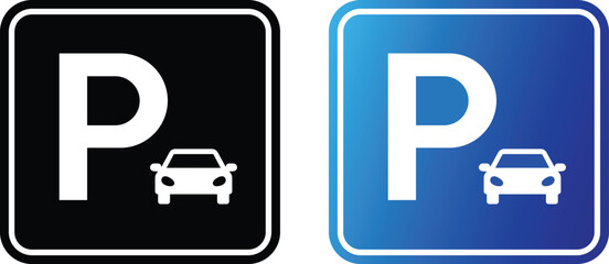White car on black and blue parking signs vehicle symbol © MD. ABDUL BATEN