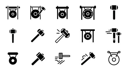 Various gavel icons displayed on different stands from multiple viewpoints © John