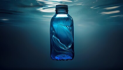 dark blue plastic bottle floating simple design
